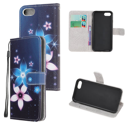 Newly Cross Texture Patterned Leather Wallet Cover with Strap for iPhone 7 / 8 / SE (2020) / SE (2022) 4.7 inch