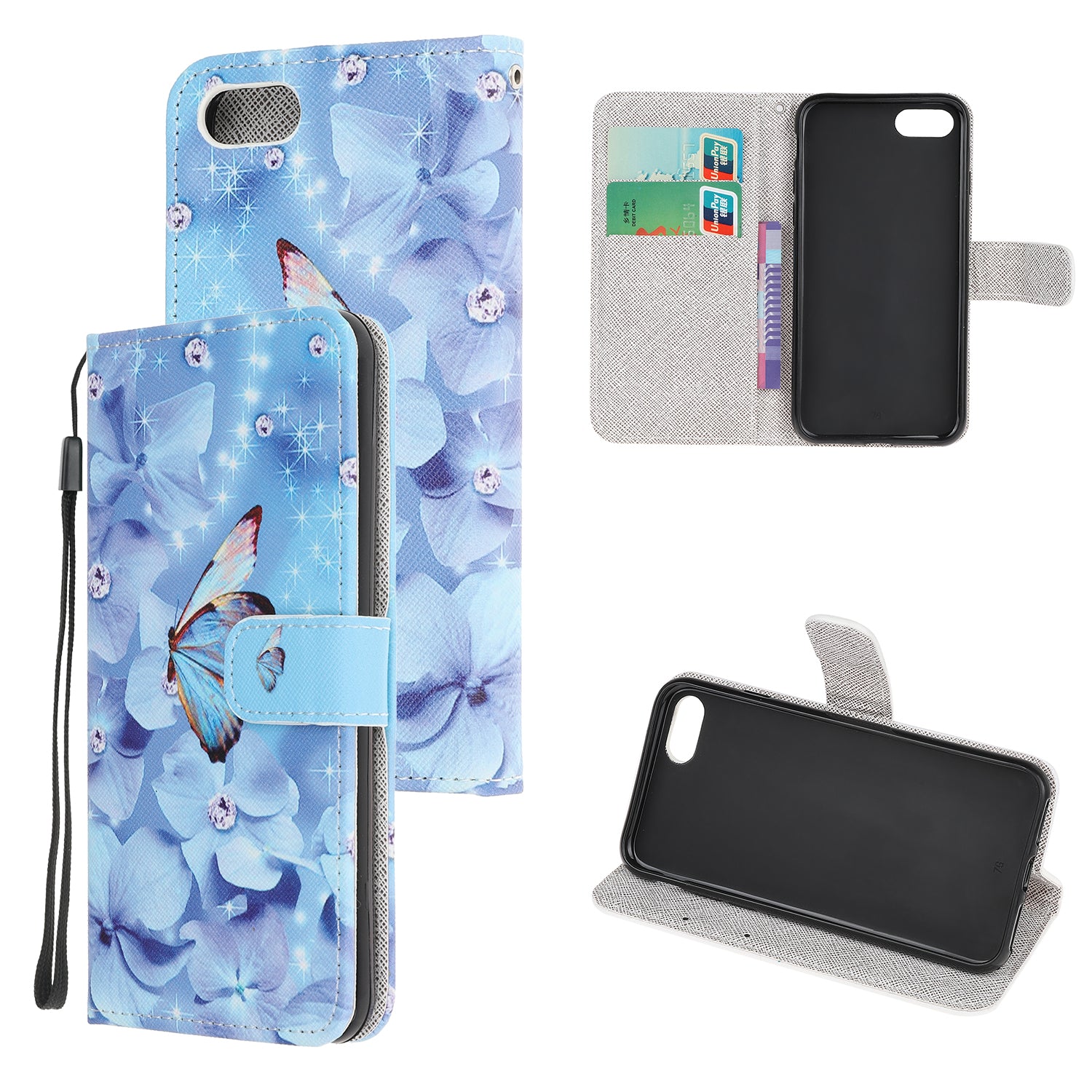 Newly Cross Texture Patterned Leather Wallet Cover with Strap for iPhone 7 / 8 / SE (2020) / SE (2022) 4.7 inch