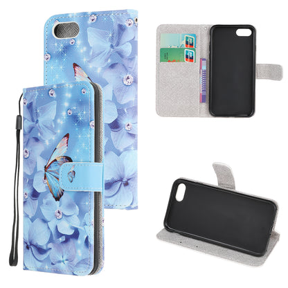 Newly Cross Texture Patterned Leather Wallet Cover with Strap for iPhone 7 / 8 / SE (2020) / SE (2022) 4.7 inch