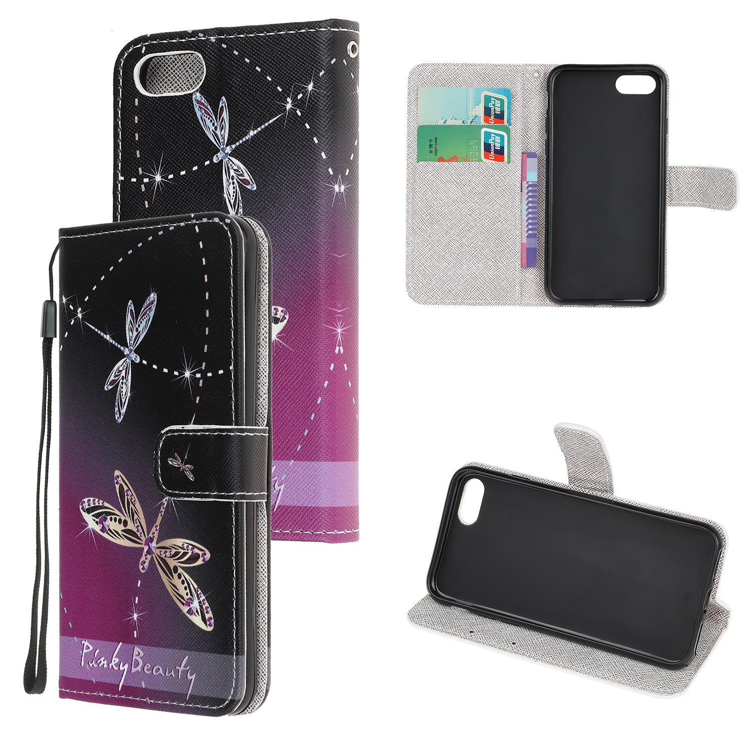 Newly Cross Texture Patterned Leather Wallet Cover with Strap for iPhone 7 / 8 / SE (2020) / SE (2022) 4.7 inch