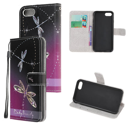Newly Cross Texture Patterned Leather Wallet Cover with Strap for iPhone 7 / 8 / SE (2020) / SE (2022) 4.7 inch