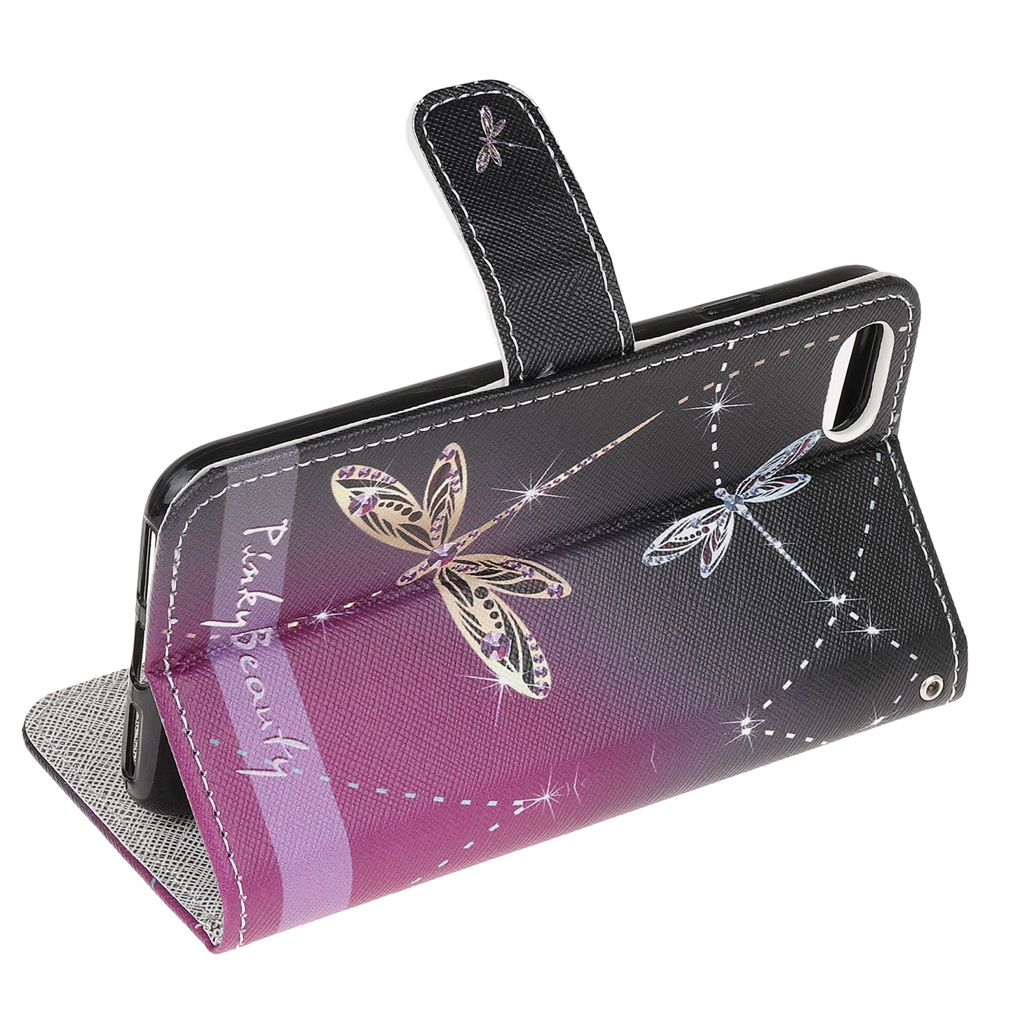 Newly Cross Texture Patterned Leather Wallet Cover with Strap for iPhone 7 / 8 / SE (2020) / SE (2022) 4.7 inch