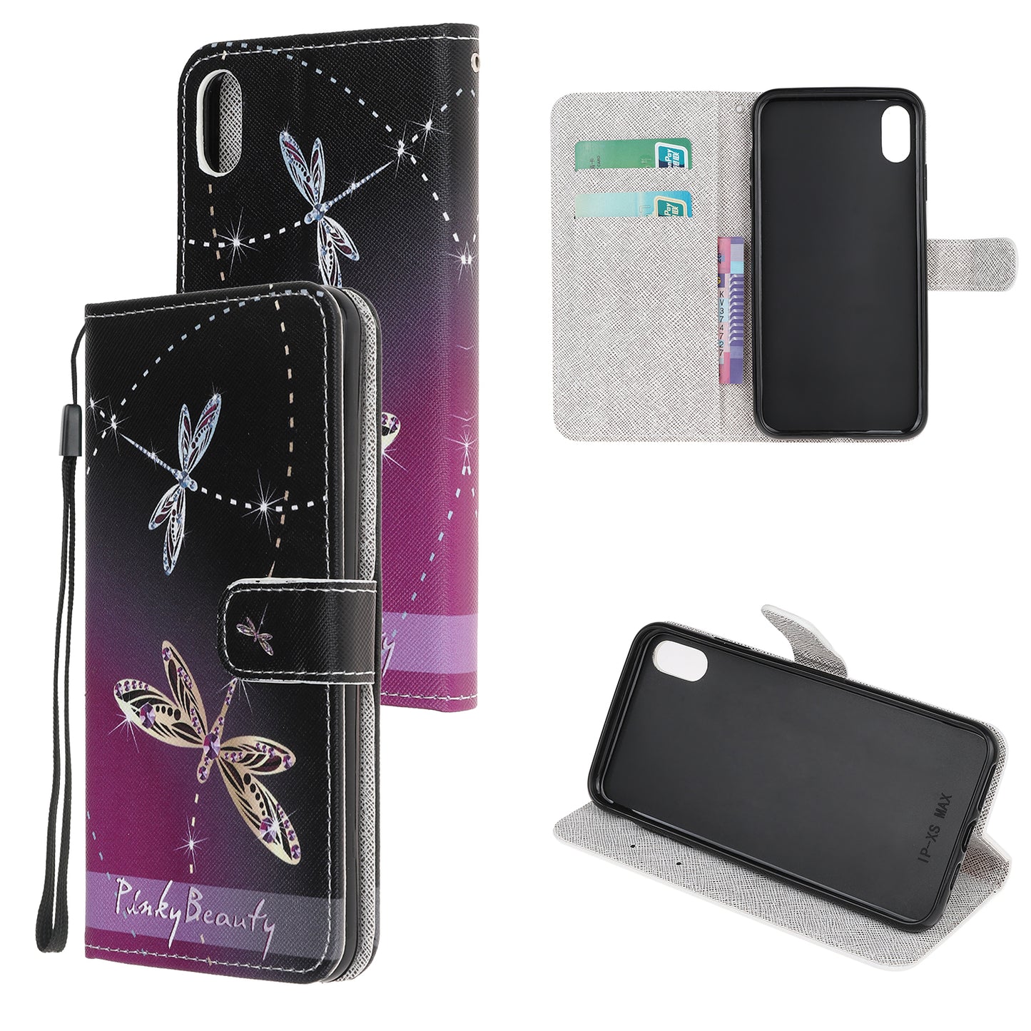 Newly Cross Texture Patterned Leather Stand Wallet Cover with Strap for iPhone XR 6.1 inch