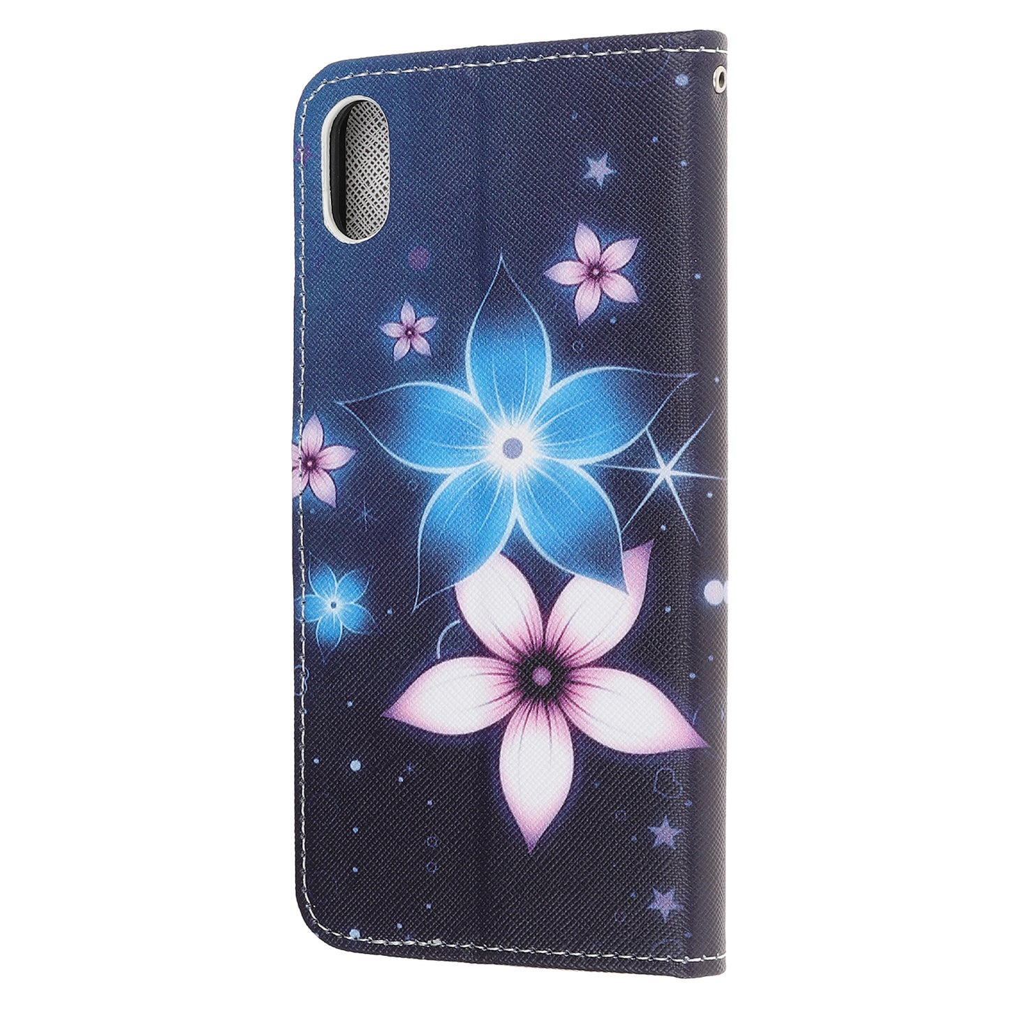 Newly Cross Texture Patterned Leather Stand Wallet Cover with Strap for iPhone XR 6.1 inch