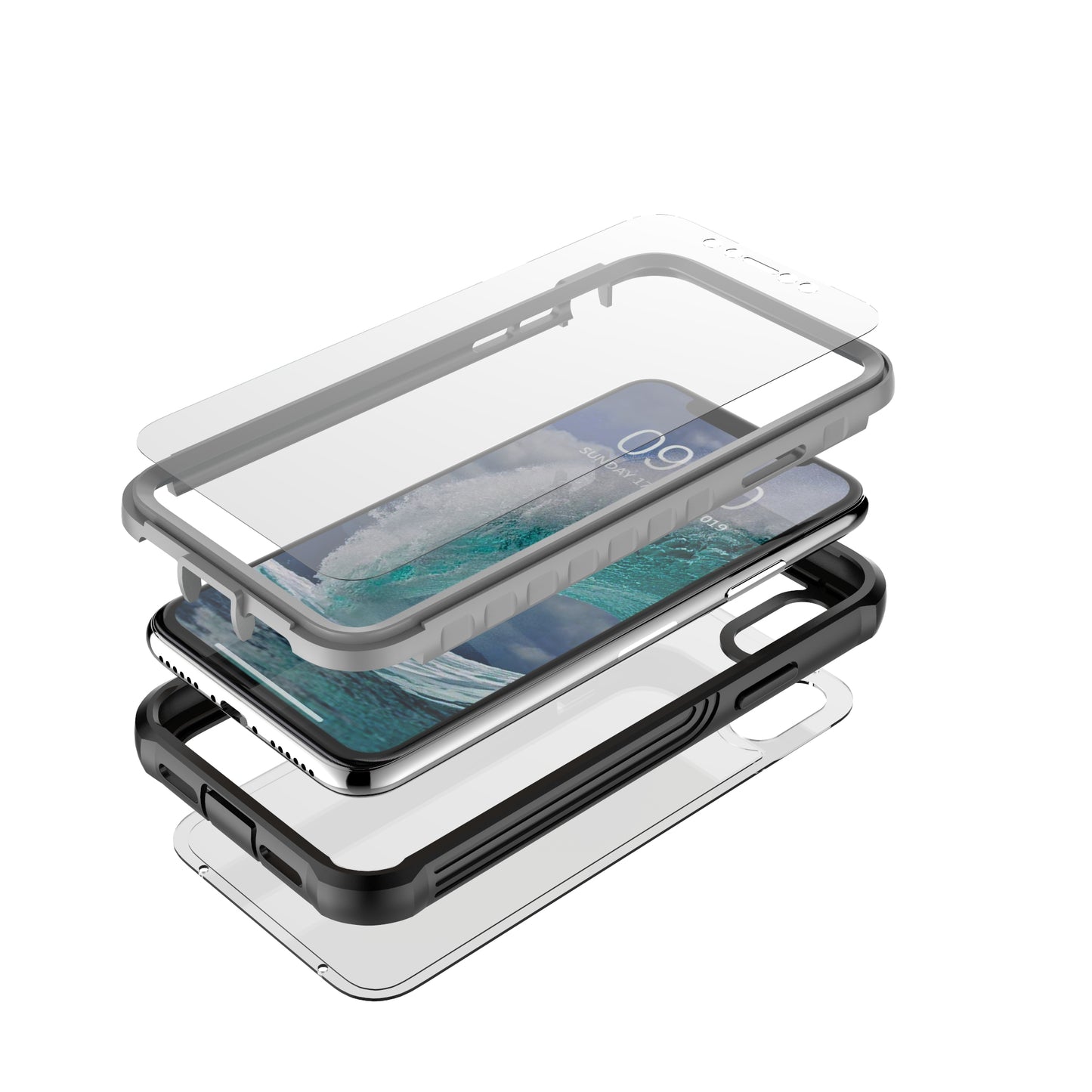 Full Body Protection Hard PC Protection Shell Built-in PET Screen Film for iPhone XS/X