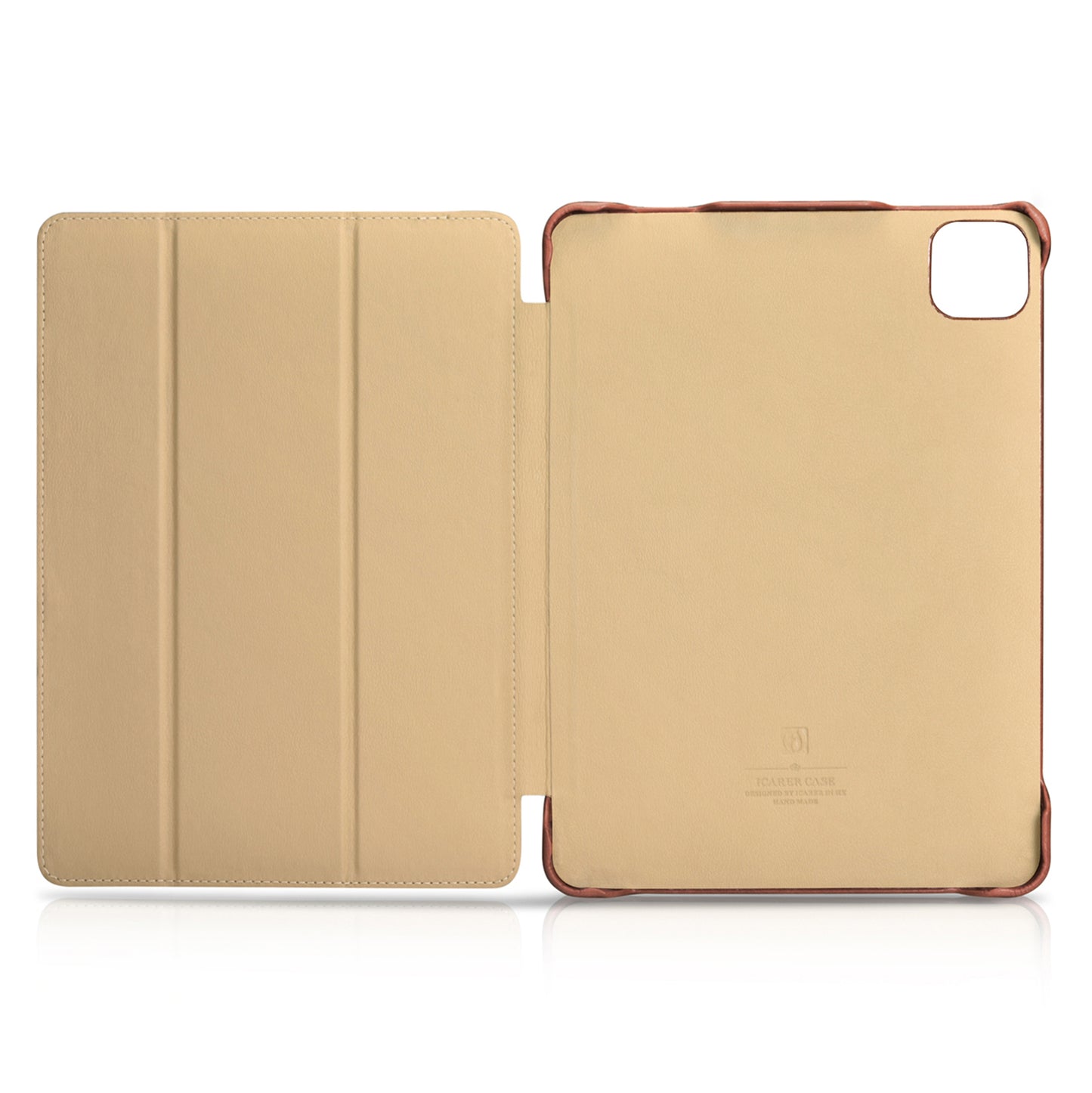 ICARER Retro Tri-fold Genuine Leather Smart Case Shell for iPad Pro 12.9-inch (2020)/(2018)