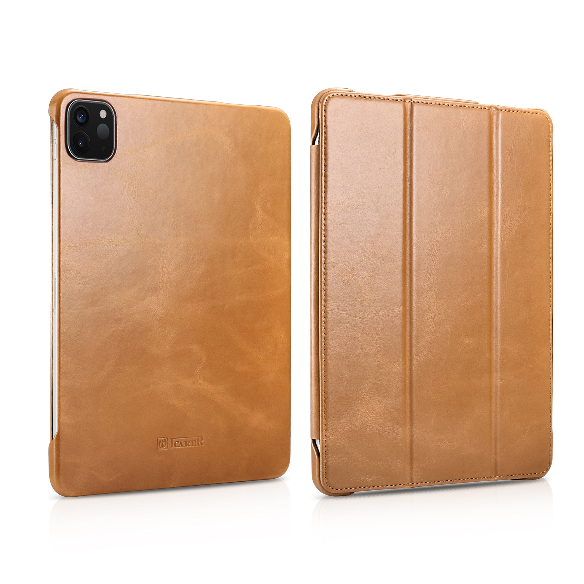 ICARER Retro Tri-fold Genuine Leather Smart Case Cover for iPad Pro 11-inch (2020)/(2018)