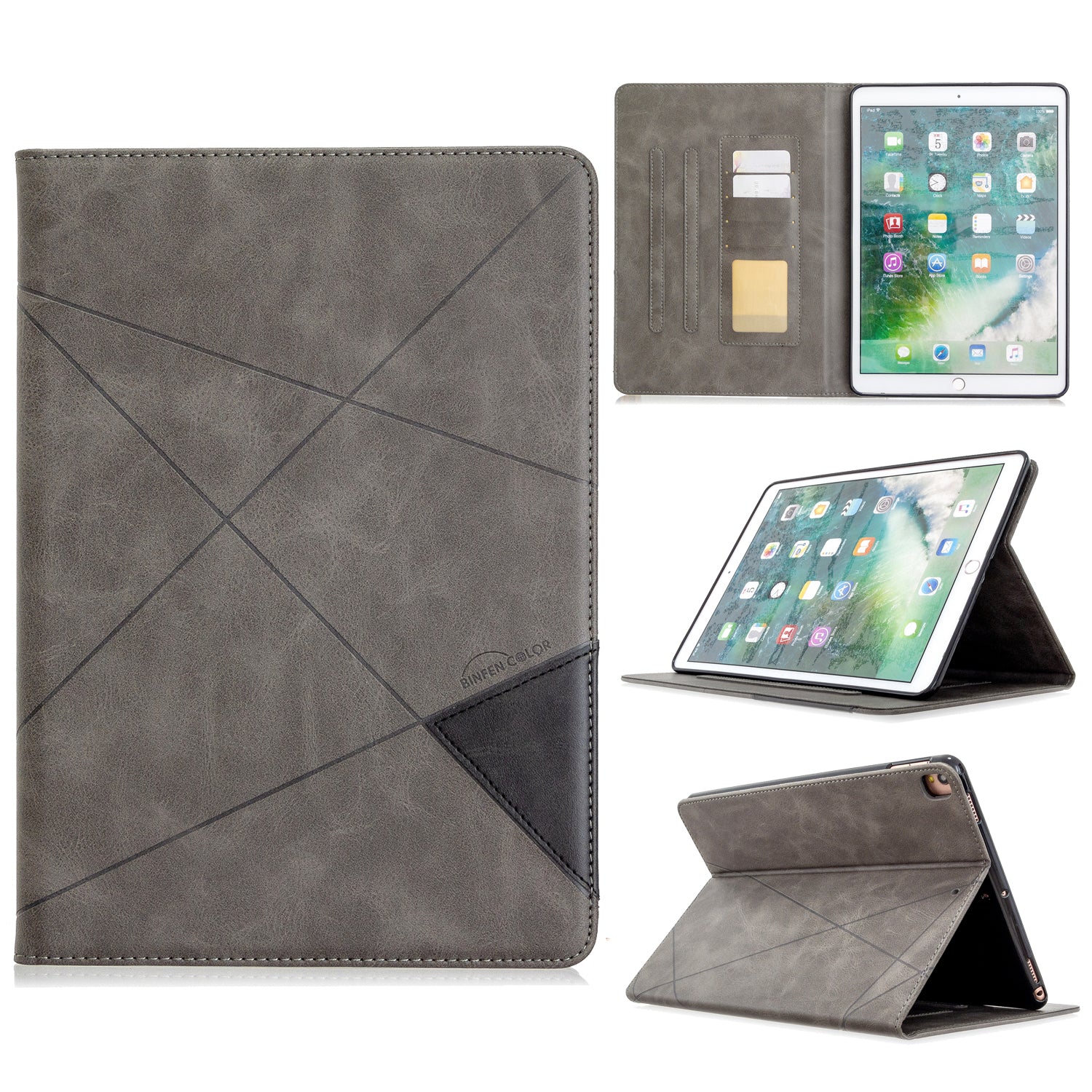 Geometric Pattern Stand Leather Case for iPad 10.2 (2021)/(2020)/(2019)/Air 10.5 inch (2019)/Pro 10.5-inch (2017)