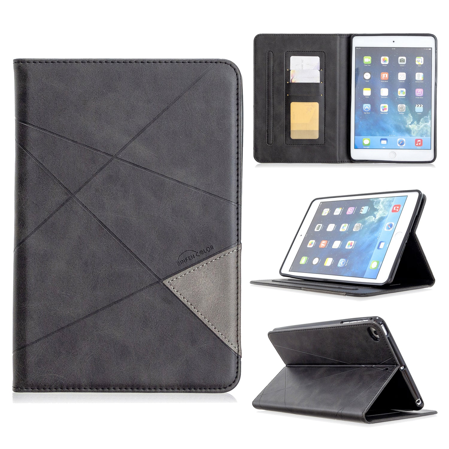 Geometric Pattern Leather Wake/Sleep Tablet Shell for iPad mini (2019) 7.9 inch/mini 4/3/2/1
