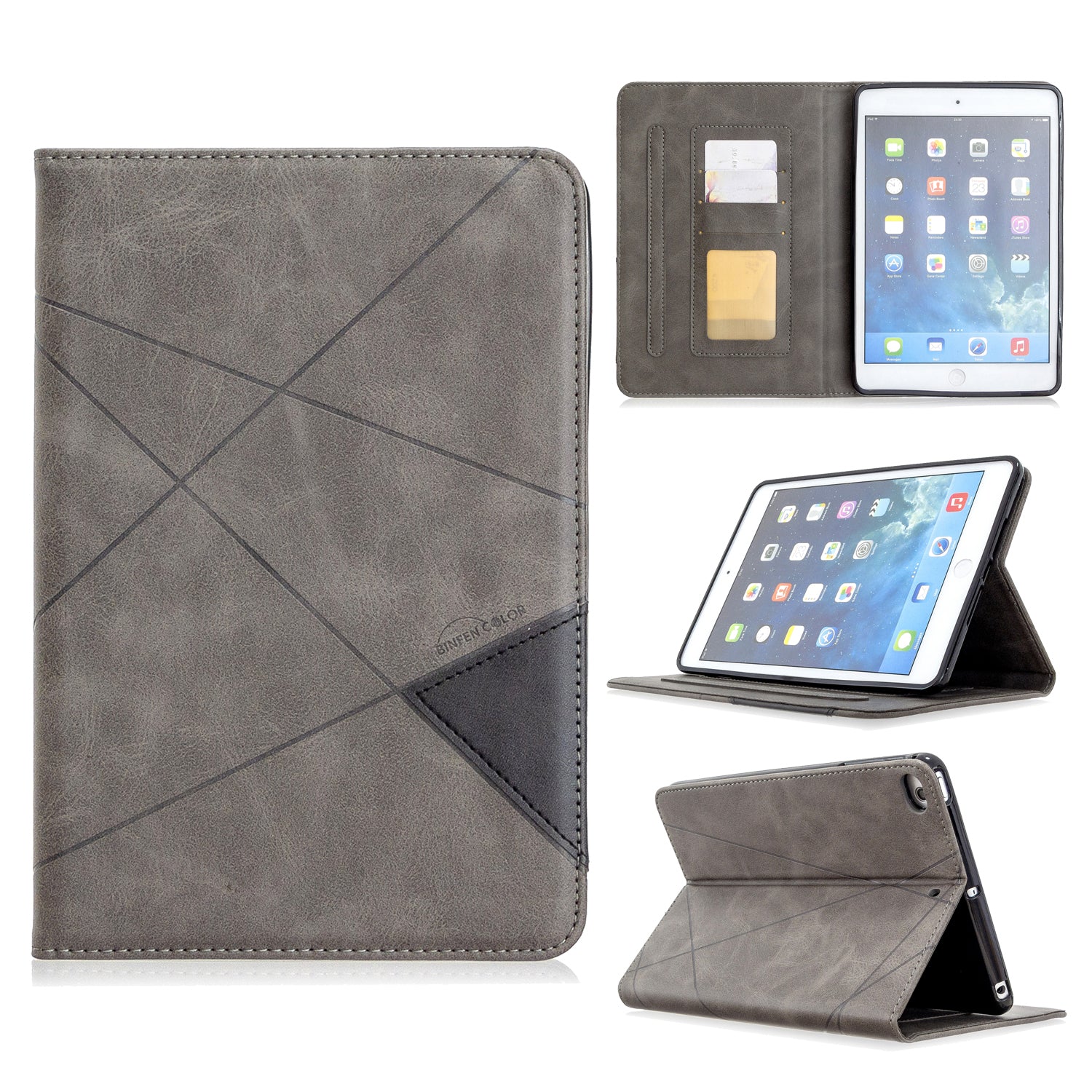 Geometric Pattern Leather Wake/Sleep Tablet Shell for iPad mini (2019) 7.9 inch/mini 4/3/2/1