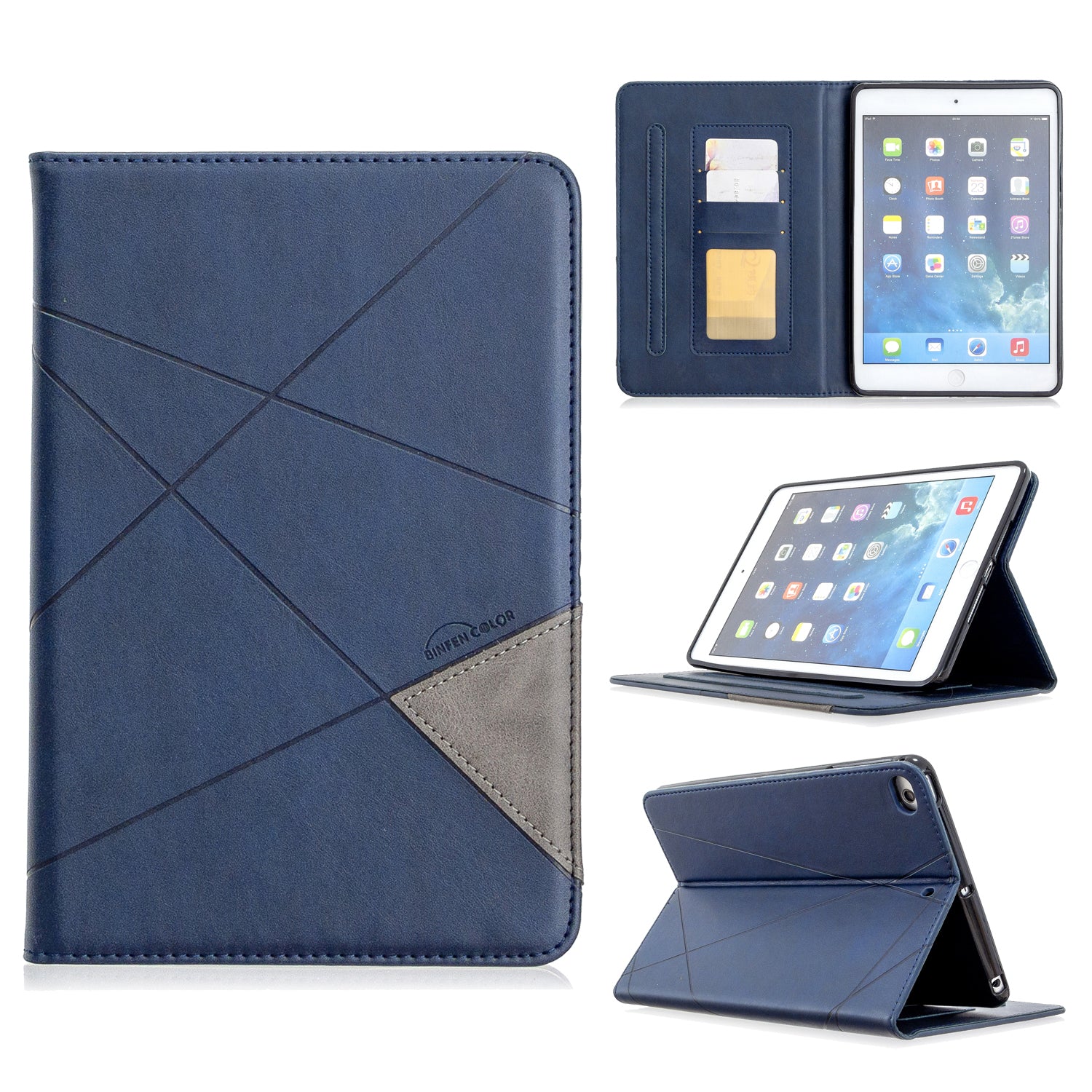 Geometric Pattern Leather Wake/Sleep Tablet Shell for iPad mini (2019) 7.9 inch/mini 4/3/2/1