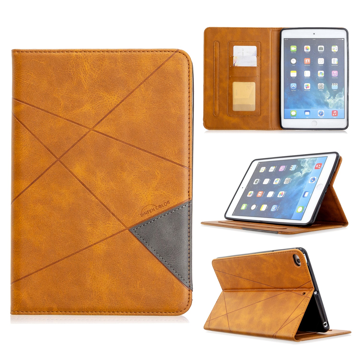 Geometric Pattern Leather Wake/Sleep Tablet Shell for iPad mini (2019) 7.9 inch/mini 4/3/2/1