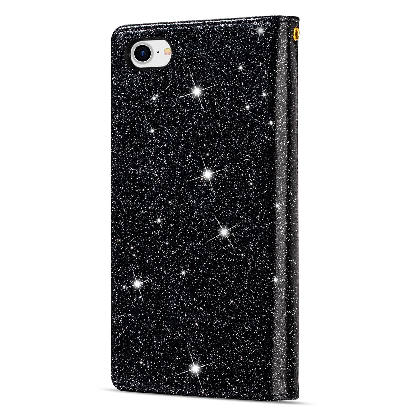 Glittery Starry Style Laser Carving Zipper Wallet Stand Leather Phone Shell for iPhone SE (2020)/SE (2022)/8/7