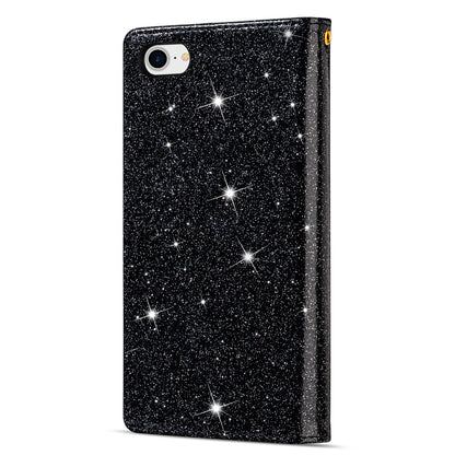 Glittery Starry Style Laser Carving Zipper Wallet Stand Leather Phone Shell for iPhone SE (2020)/SE (2022)/8/7
