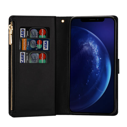 Glittery Starry Style Laser Carving Zipper Wallet Stand Leather Phone Shell for iPhone SE (2020)/SE (2022)/8/7