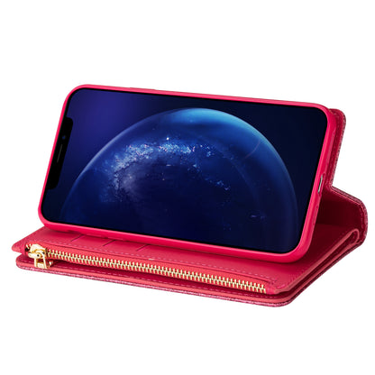 Glittery Starry Style Laser Carving Zipper Wallet Stand Leather Phone Shell for iPhone SE (2020)/SE (2022)/8/7