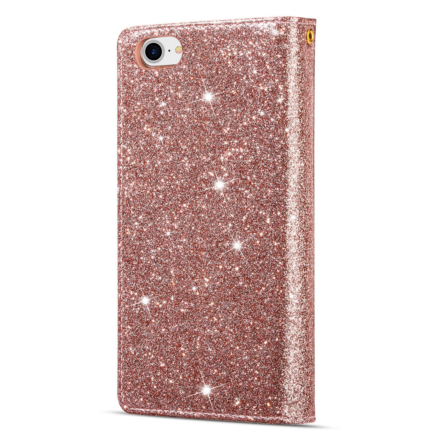 Glittery Starry Style Laser Carving Zipper Wallet Stand Leather Phone Shell for iPhone SE (2020)/SE (2022)/8/7
