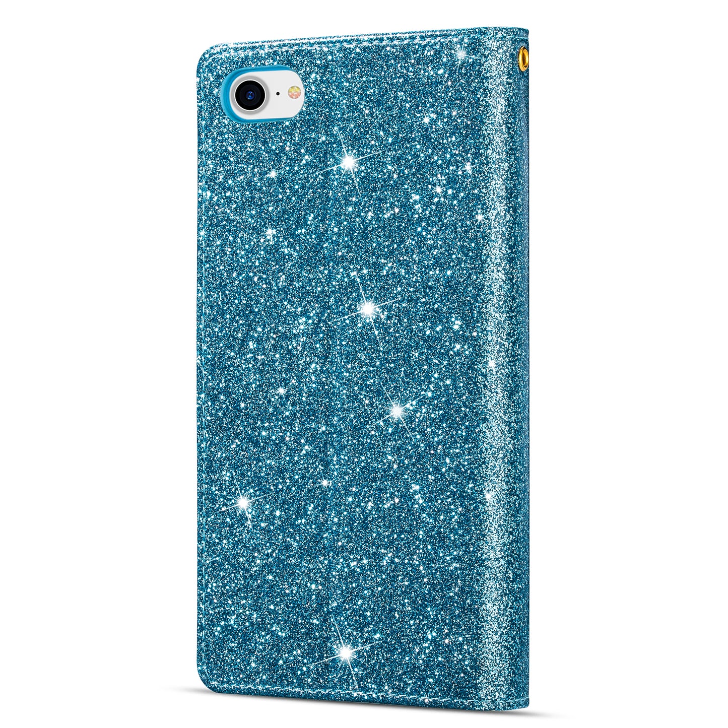 Glittery Starry Style Laser Carving Zipper Wallet Stand Leather Phone Shell for iPhone SE (2020)/SE (2022)/8/7