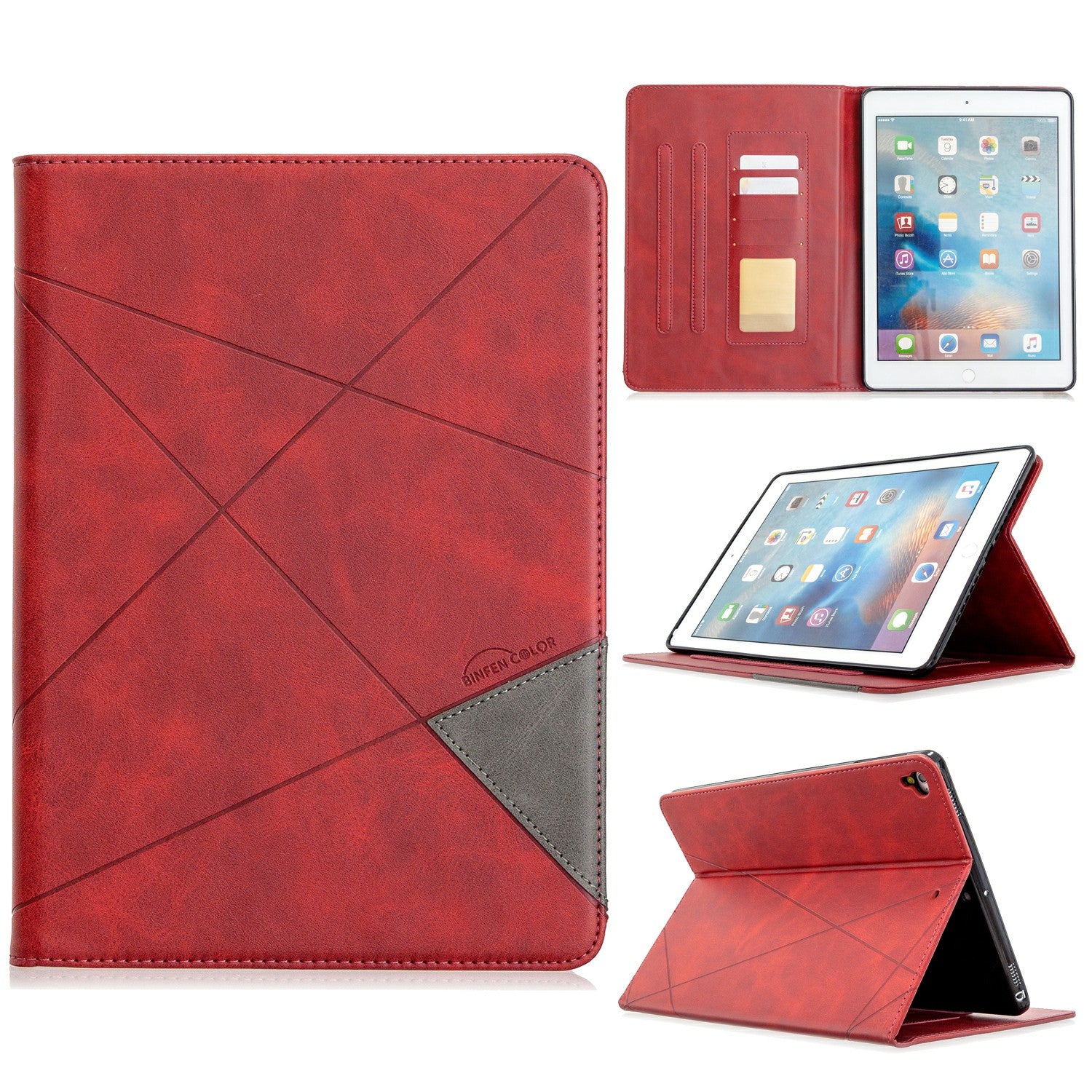 Geometric Pattern Stand Leather Smart Case for iPad Air 2/Air (2013)/iPad 9.7-inch (2018)/(2017)/Pro 9.7 inch (2016)