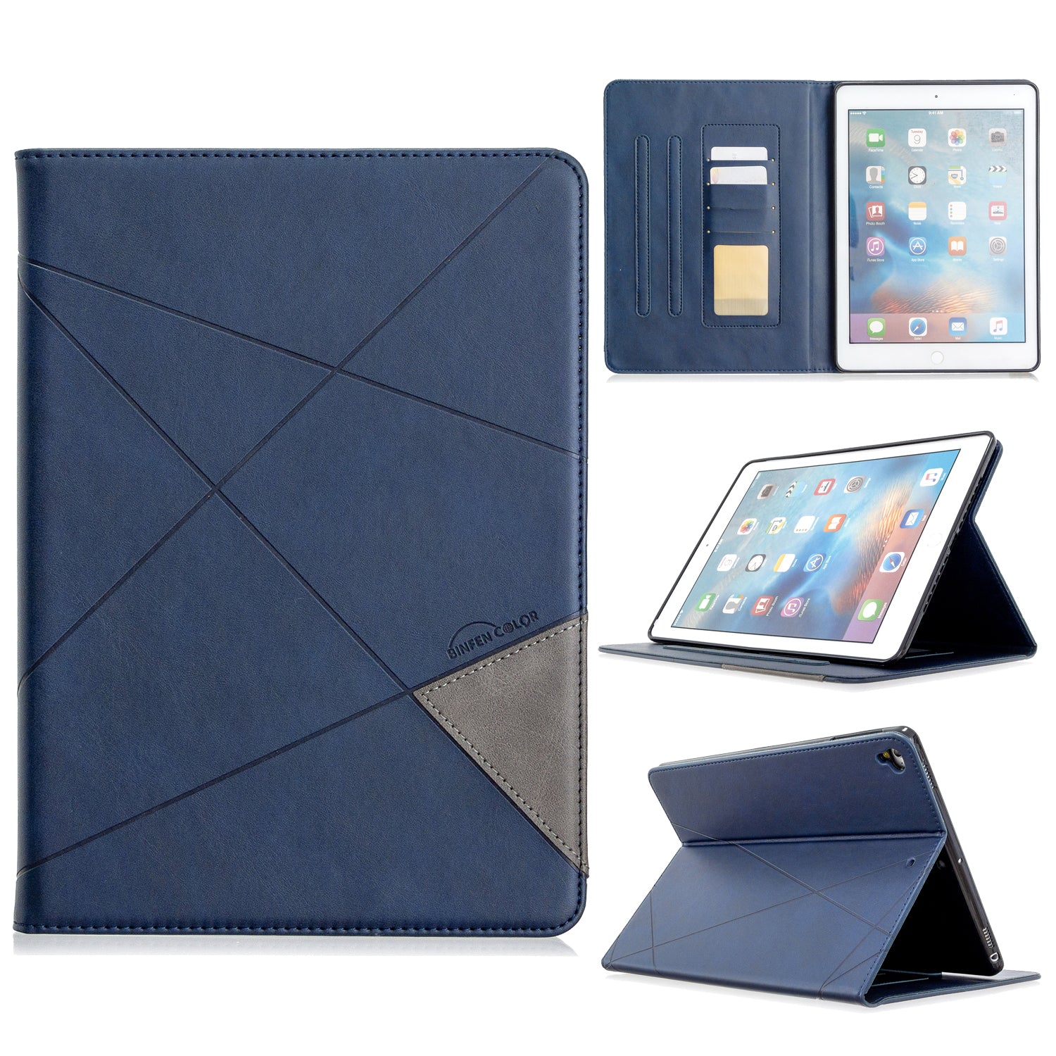 Geometric Pattern Stand Leather Smart Case for iPad Air 2/Air (2013)/iPad 9.7-inch (2018)/(2017)/Pro 9.7 inch (2016)