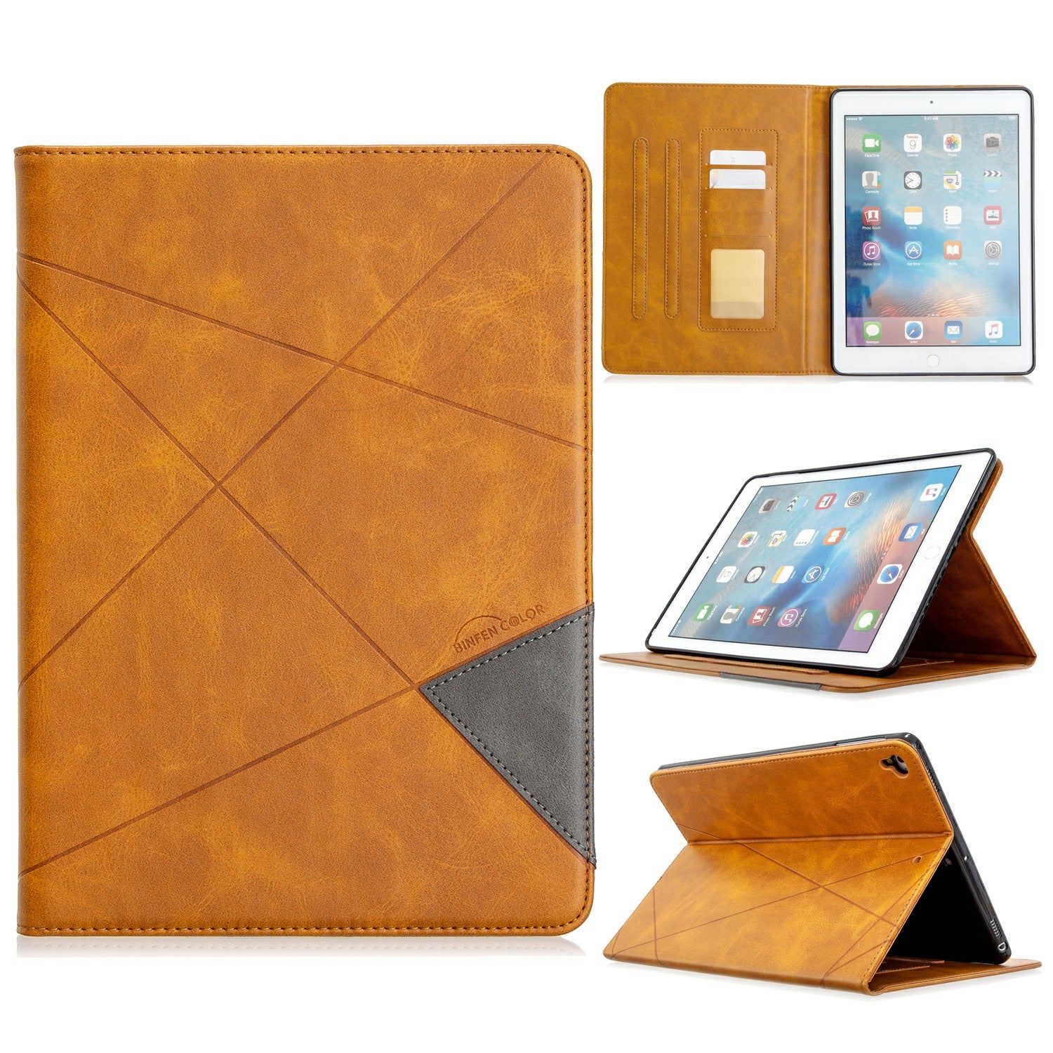 Geometric Pattern Stand Leather Smart Case for iPad Air 2/Air (2013)/iPad 9.7-inch (2018)/(2017)/Pro 9.7 inch (2016)