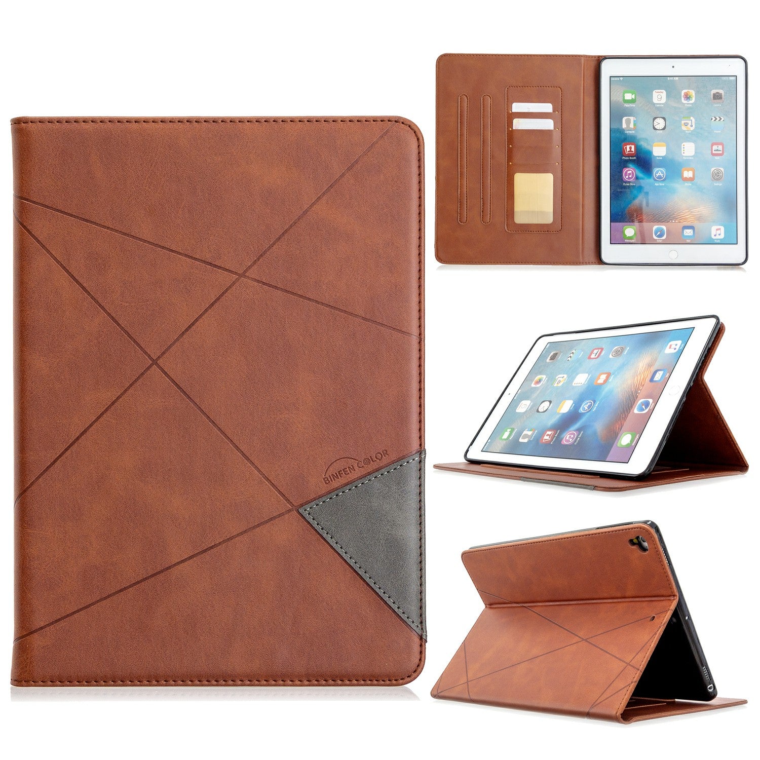 Geometric Pattern Stand Leather Smart Case for iPad Air 2/Air (2013)/iPad 9.7-inch (2018)/(2017)/Pro 9.7 inch (2016)