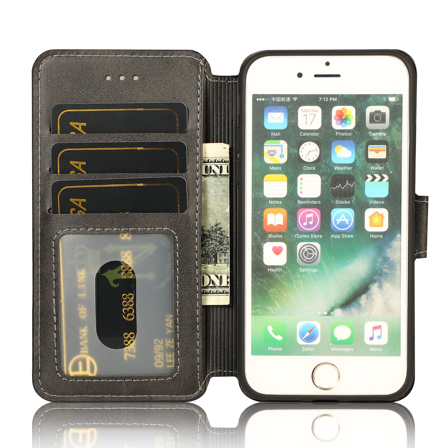 PU Leather + TPU Wallet Stand Phone Cover for iPhone SE (2020)/SE (2022)/8/7