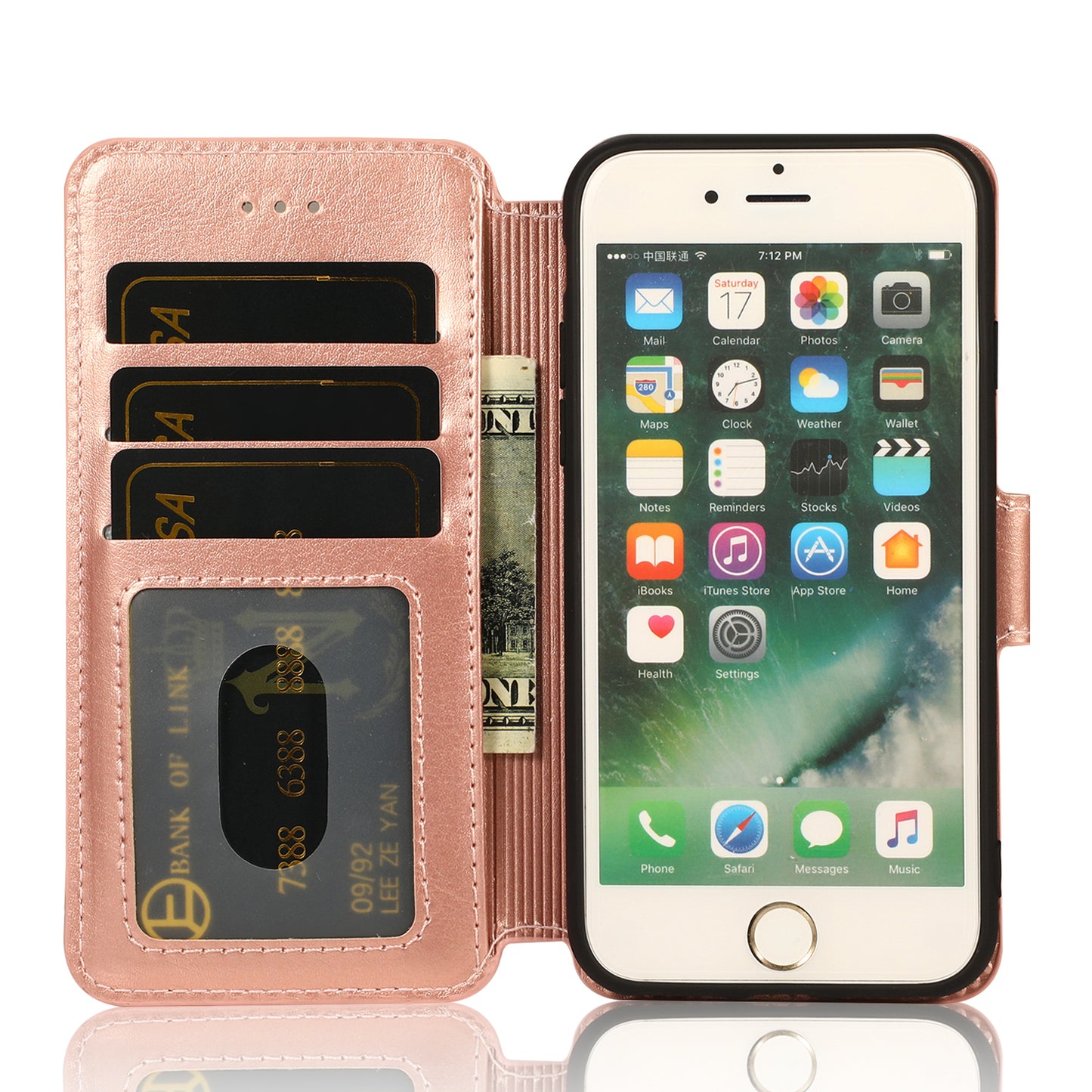PU Leather + TPU Wallet Stand Phone Cover for iPhone SE (2020)/SE (2022)/8/7
