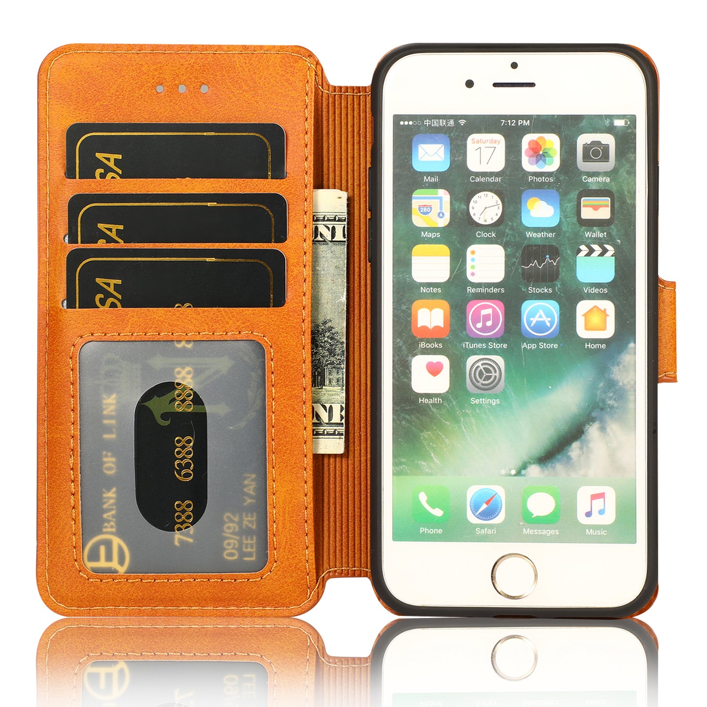 PU Leather + TPU Wallet Stand Phone Cover for iPhone SE (2020)/SE (2022)/8/7