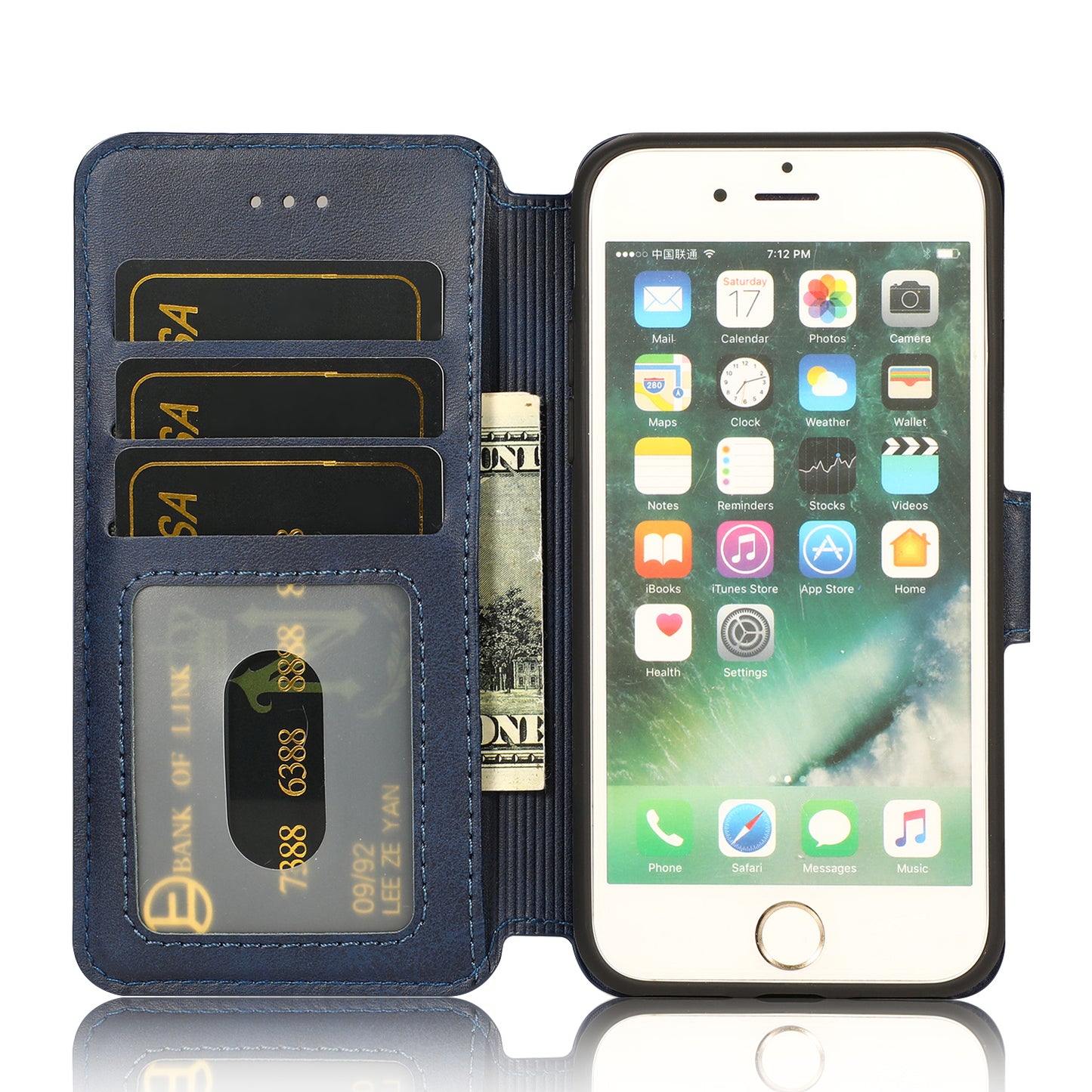 PU Leather + TPU Wallet Stand Phone Cover for iPhone SE (2020)/SE (2022)/8/7