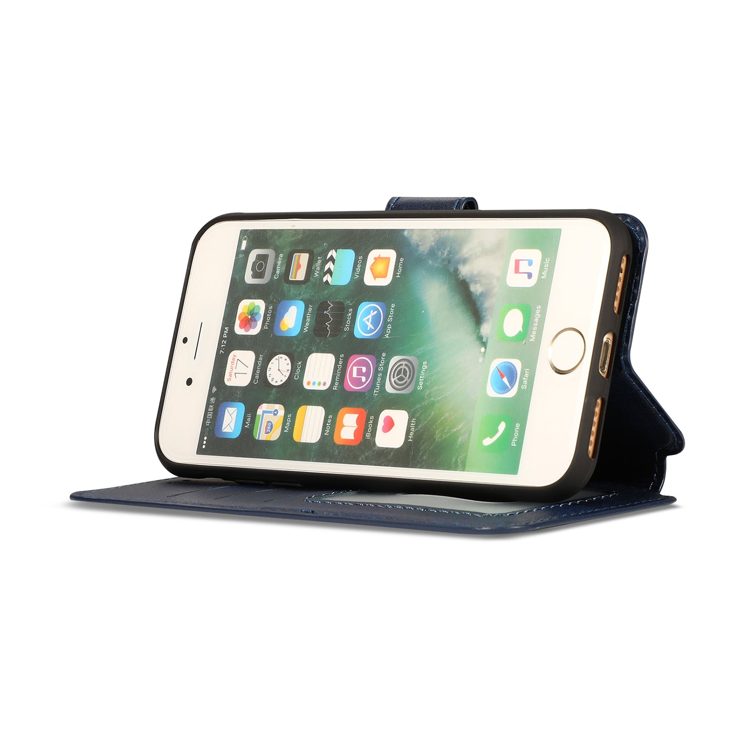 PU Leather + TPU Wallet Stand Phone Cover for iPhone SE (2020)/SE (2022)/8/7