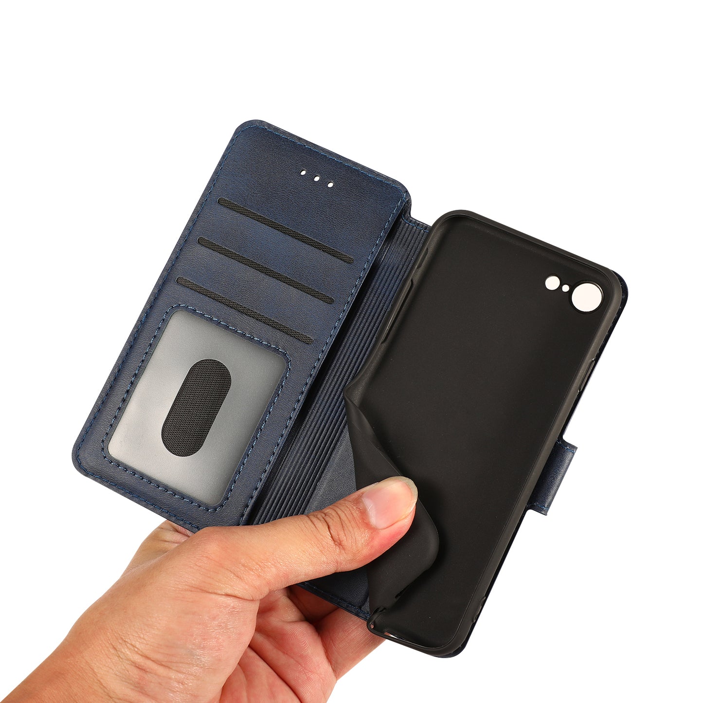 PU Leather + TPU Wallet Stand Phone Cover for iPhone SE (2020)/SE (2022)/8/7
