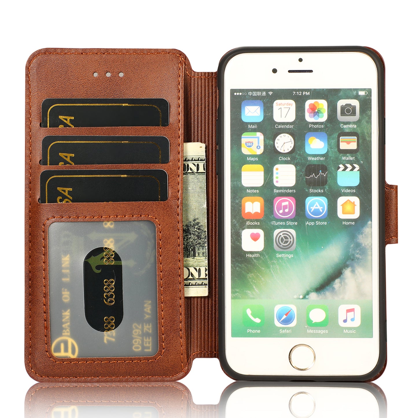 PU Leather + TPU Wallet Stand Phone Cover for iPhone SE (2020)/SE (2022)/8/7