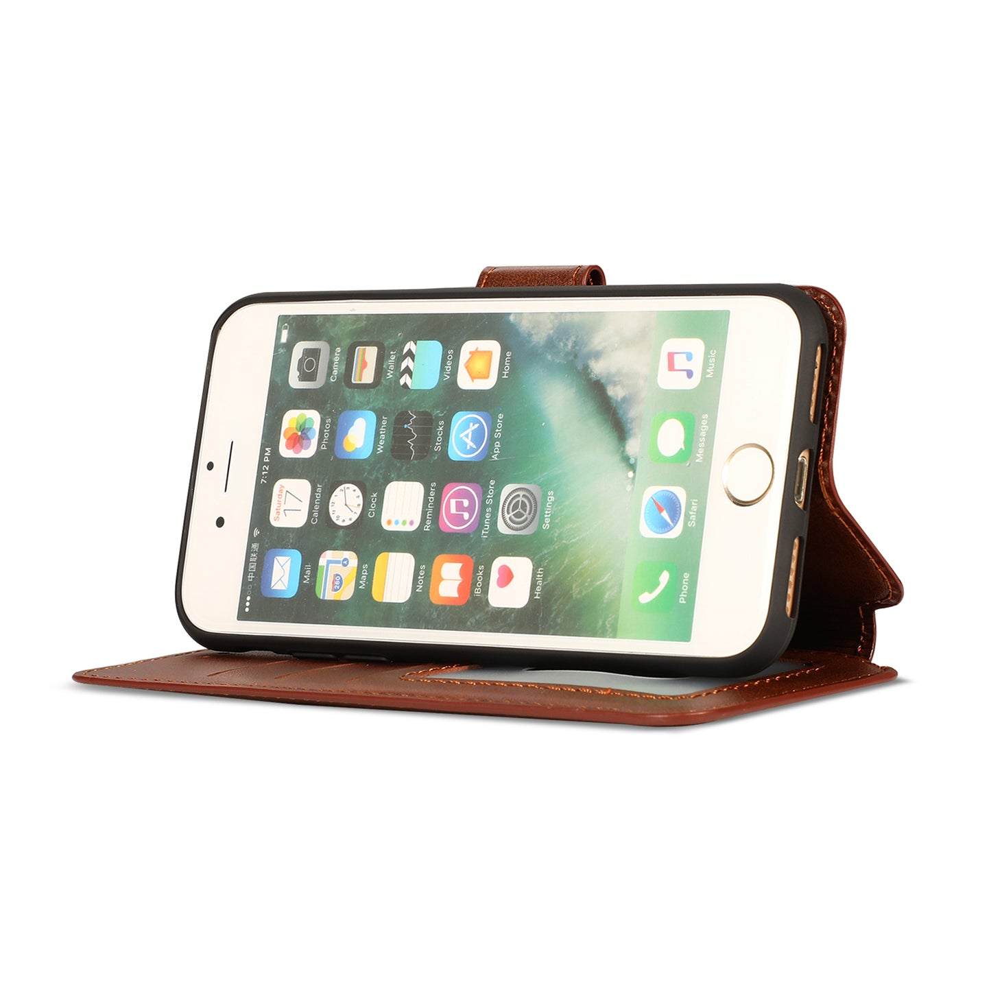 PU Leather + TPU Wallet Stand Phone Cover for iPhone SE (2020)/SE (2022)/8/7