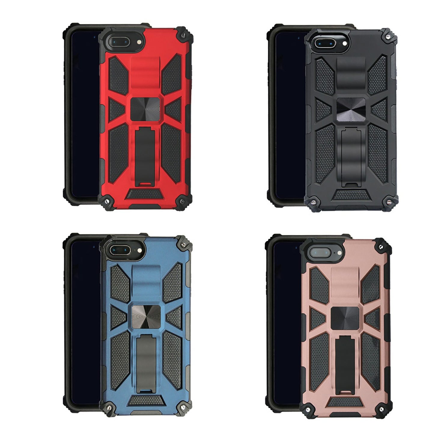 Kickstand Armor Dropproof PC TPU Hybrid Case with Magnetic Metal Sheet for iPhone 6 Plus / 7 Plus / 8 Plus 5.5-inch