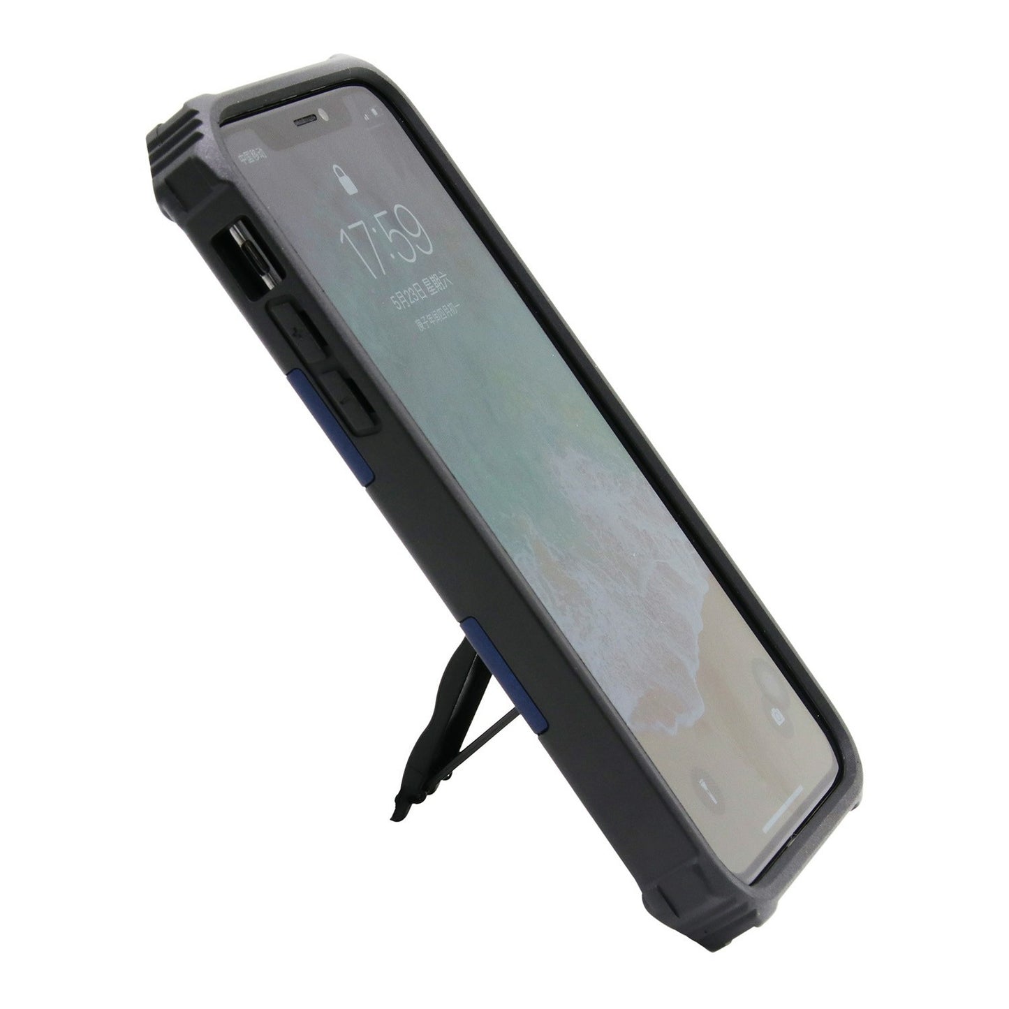 Kickstand Armor Dropproof PC TPU Hybrid Case with Magnetic Metal Sheet for iPhone XS/X 5.8-inch