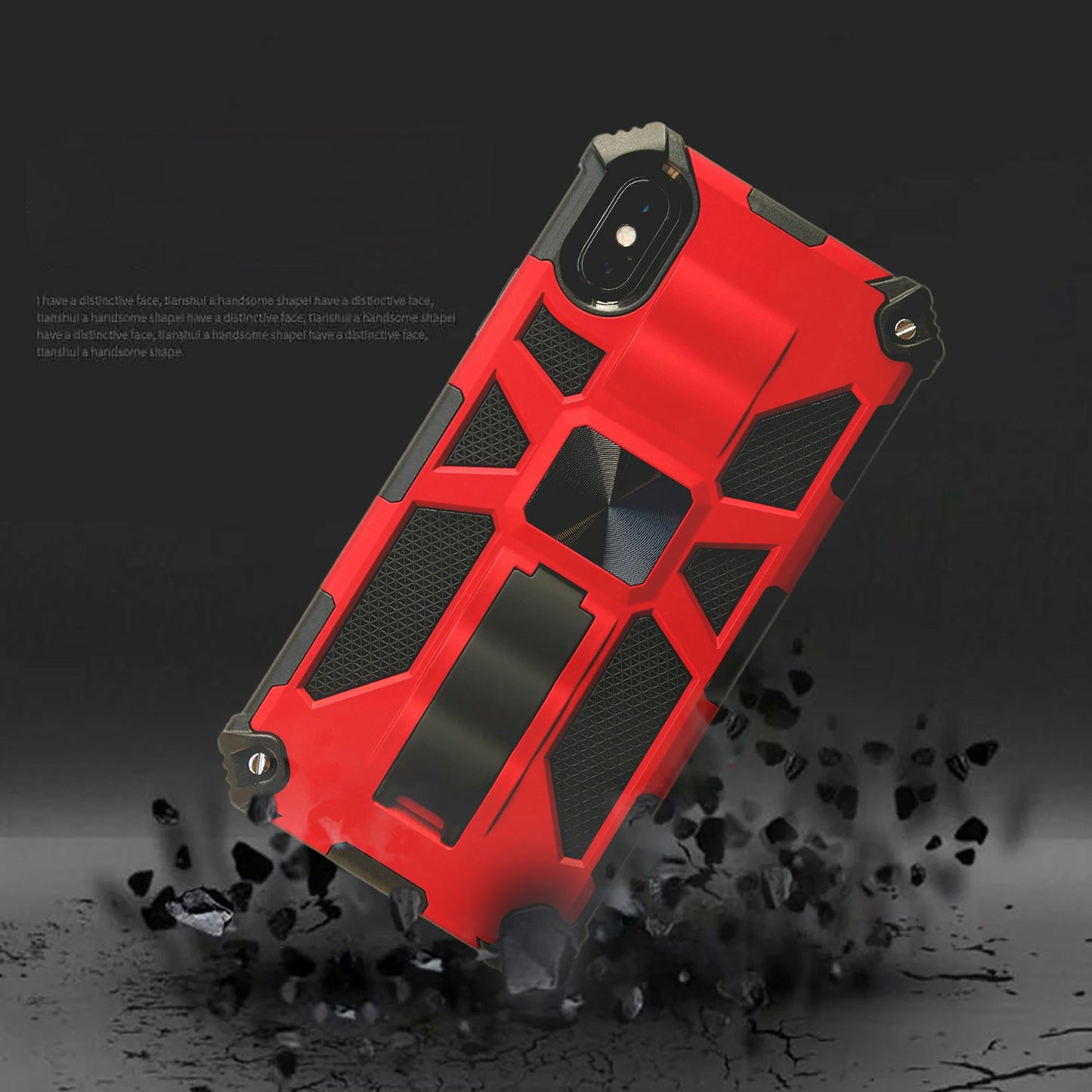Kickstand Armor Dropproof PC TPU Hybrid Case with Magnetic Metal Sheet for iPhone XS Max 6.5-inch