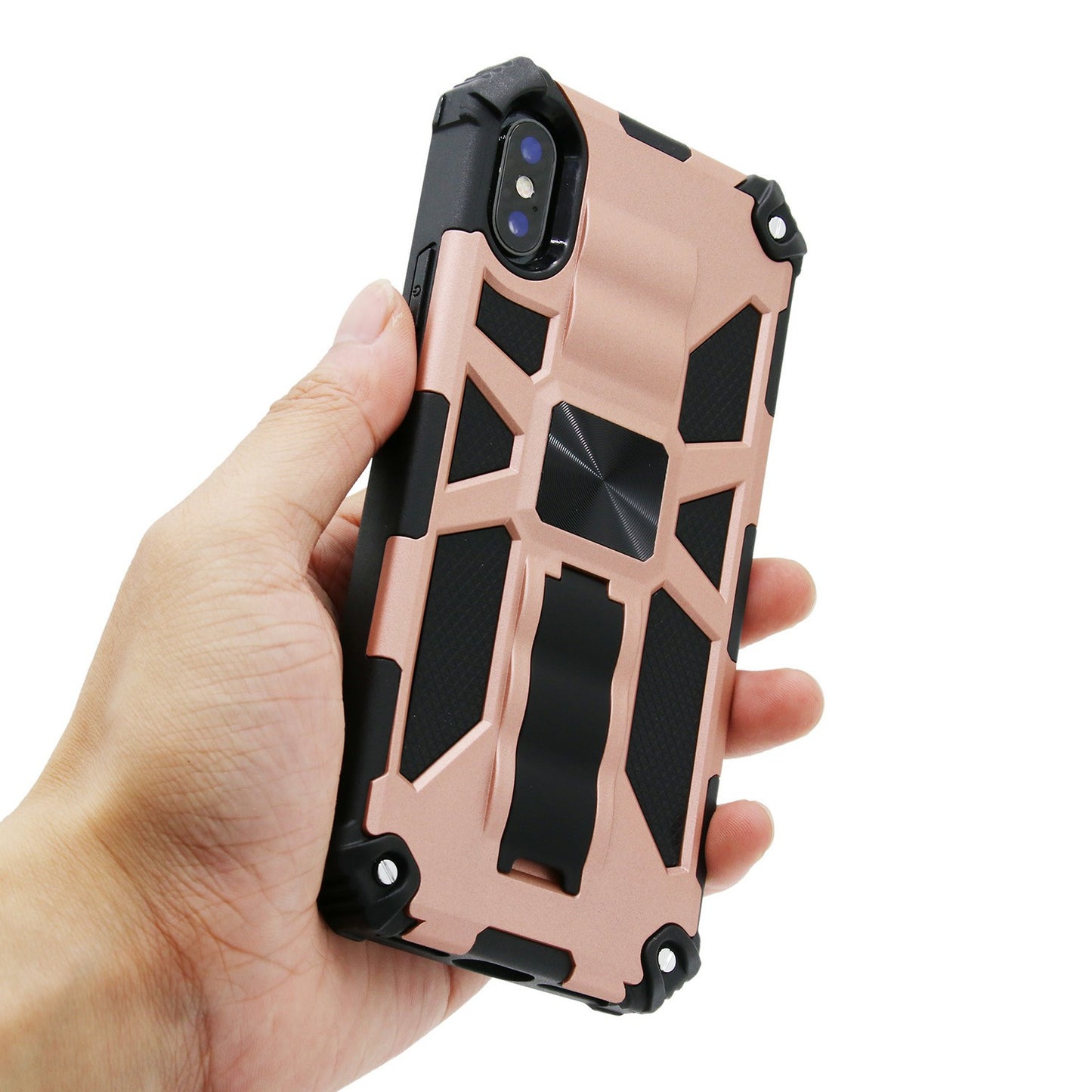 Kickstand Armor Dropproof PC TPU Hybrid Case with Magnetic Metal Sheet for iPhone XS Max 6.5-inch