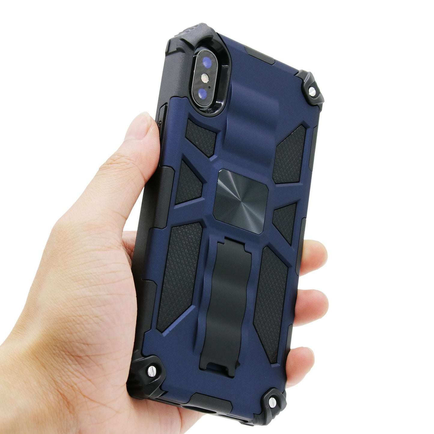 Kickstand Armor Dropproof PC TPU Hybrid Case with Magnetic Metal Sheet for iPhone XS Max 6.5-inch