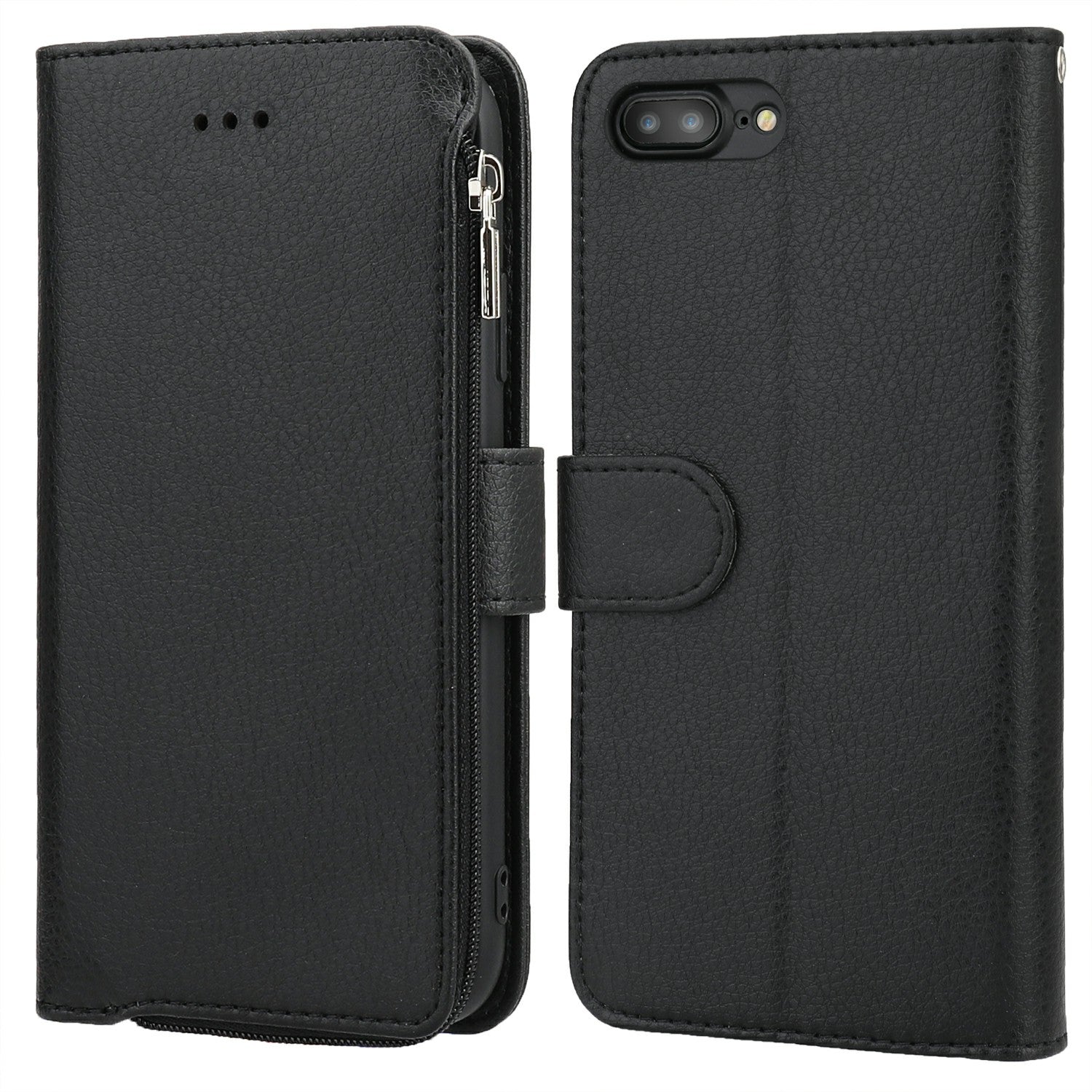 Microfiber Leather Zipper Wallet Case for Apple iPhone 7/8/SE (2020)/SE (2022)