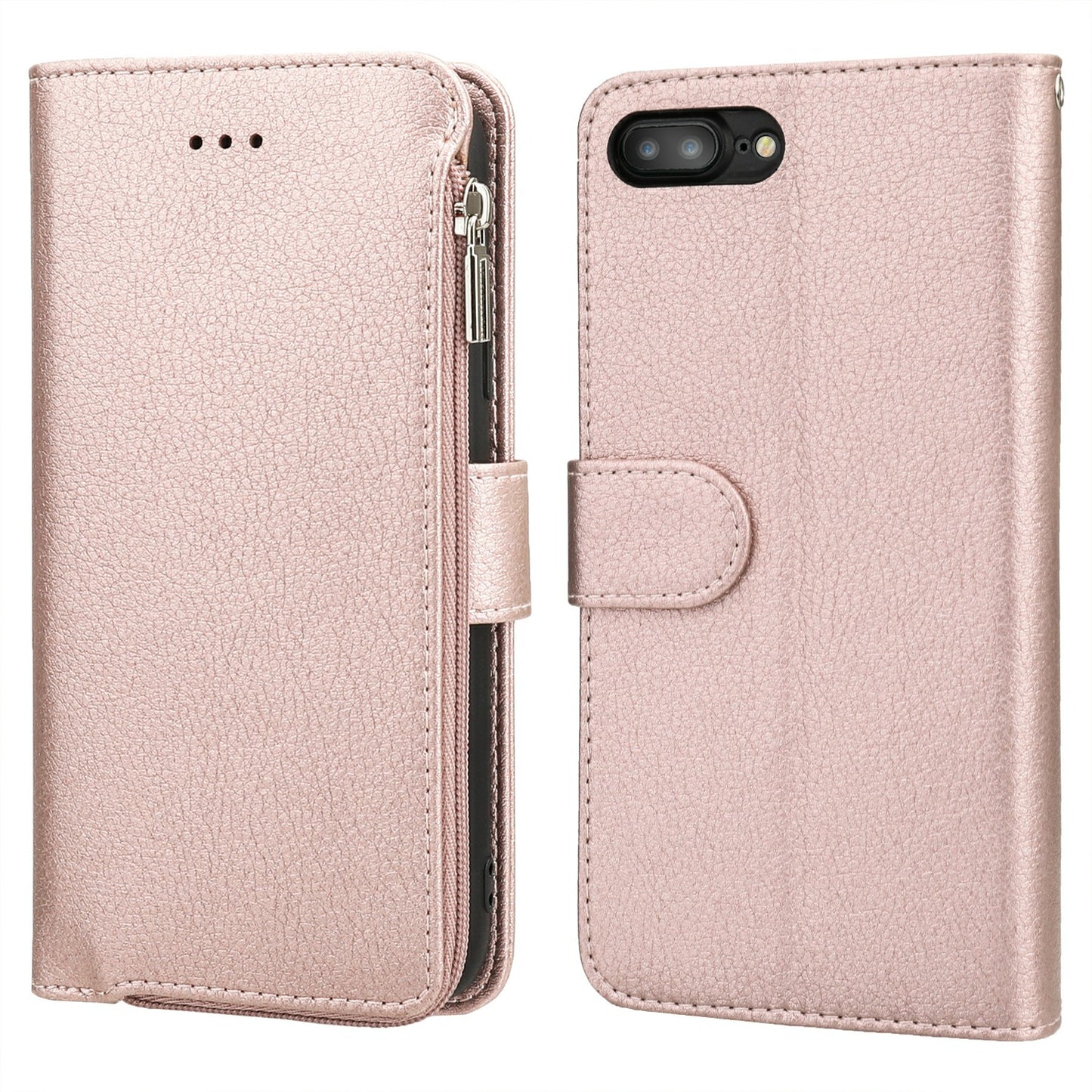 Microfiber Leather Zipper Wallet Case for Apple iPhone 7/8/SE (2020)/SE (2022)