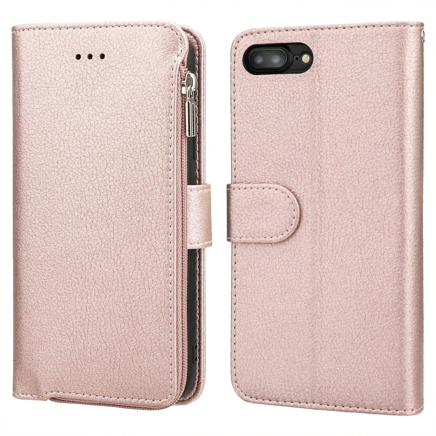 Microfiber Leather Zipper Wallet Case for Apple iPhone 7/8/SE (2020)/SE (2022)