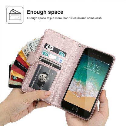 Microfiber Leather Zipper Wallet Case for Apple iPhone 7/8/SE (2020)/SE (2022)