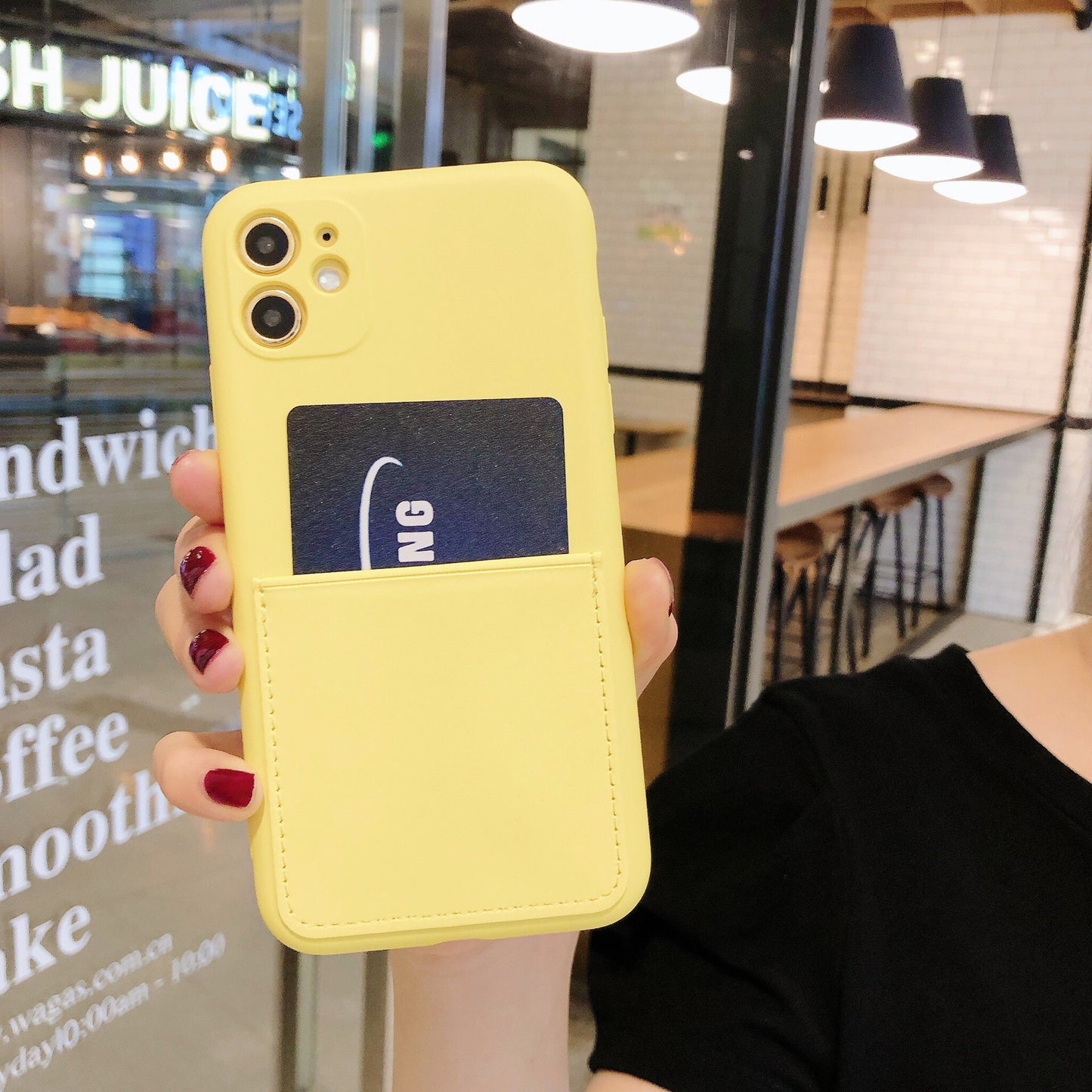 Soft Silicone Phone Protective Case with Card Slot for iPhone 11 6.1 inch
