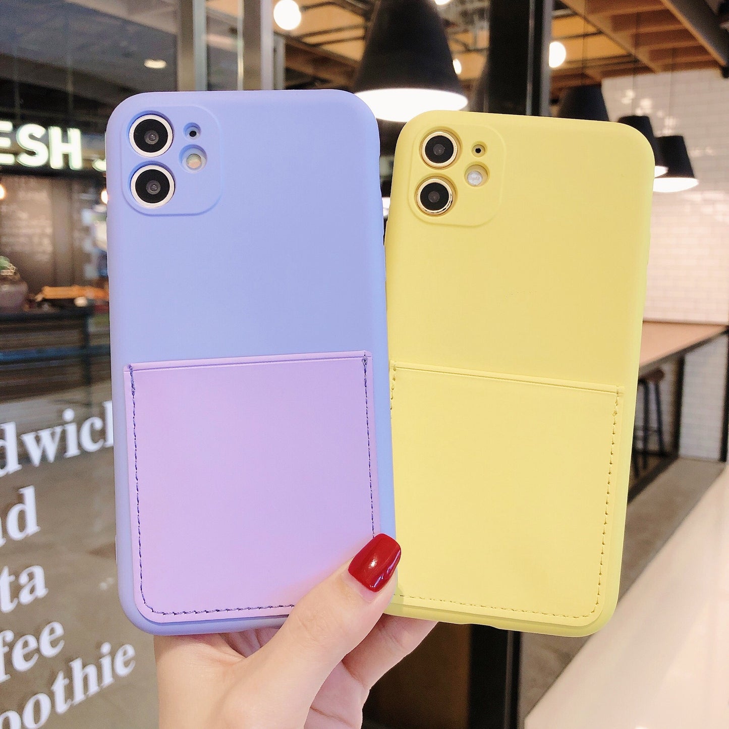 Soft Silicone Phone Protective Case with Card Slot for iPhone 11 6.1 inch