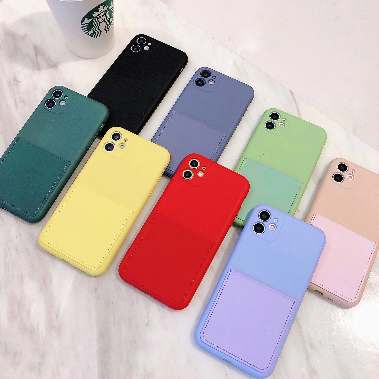Soft Silicone Phone Protective Case with Card Slot for iPhone 11 6.1 inch