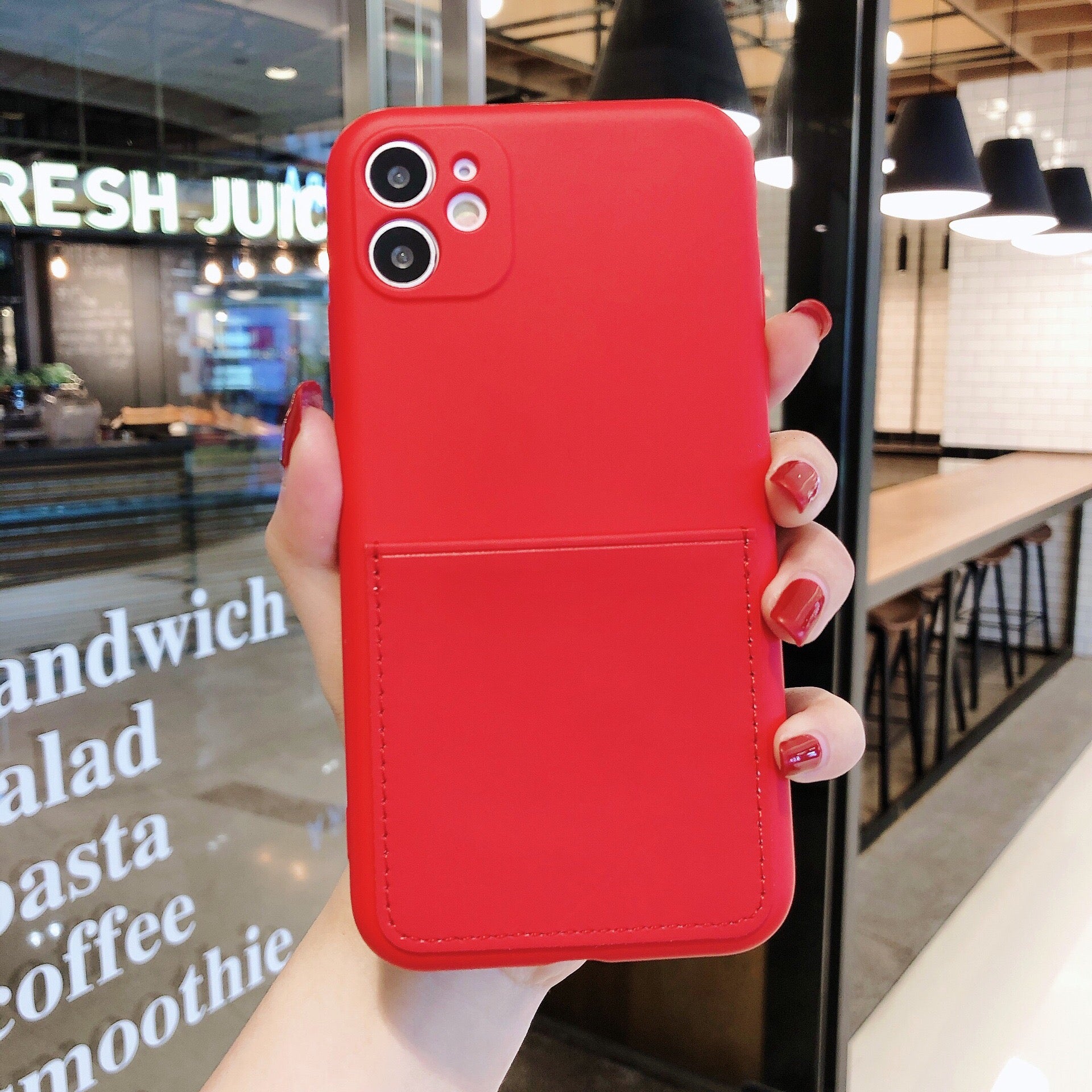 Soft Silicone Phone Protective Case with Card Slot for iPhone 11 6.1 inch