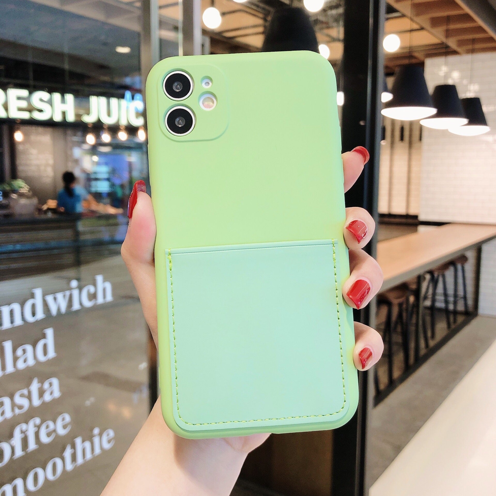 Soft Silicone Phone Protective Case with Card Slot for iPhone 11 6.1 inch