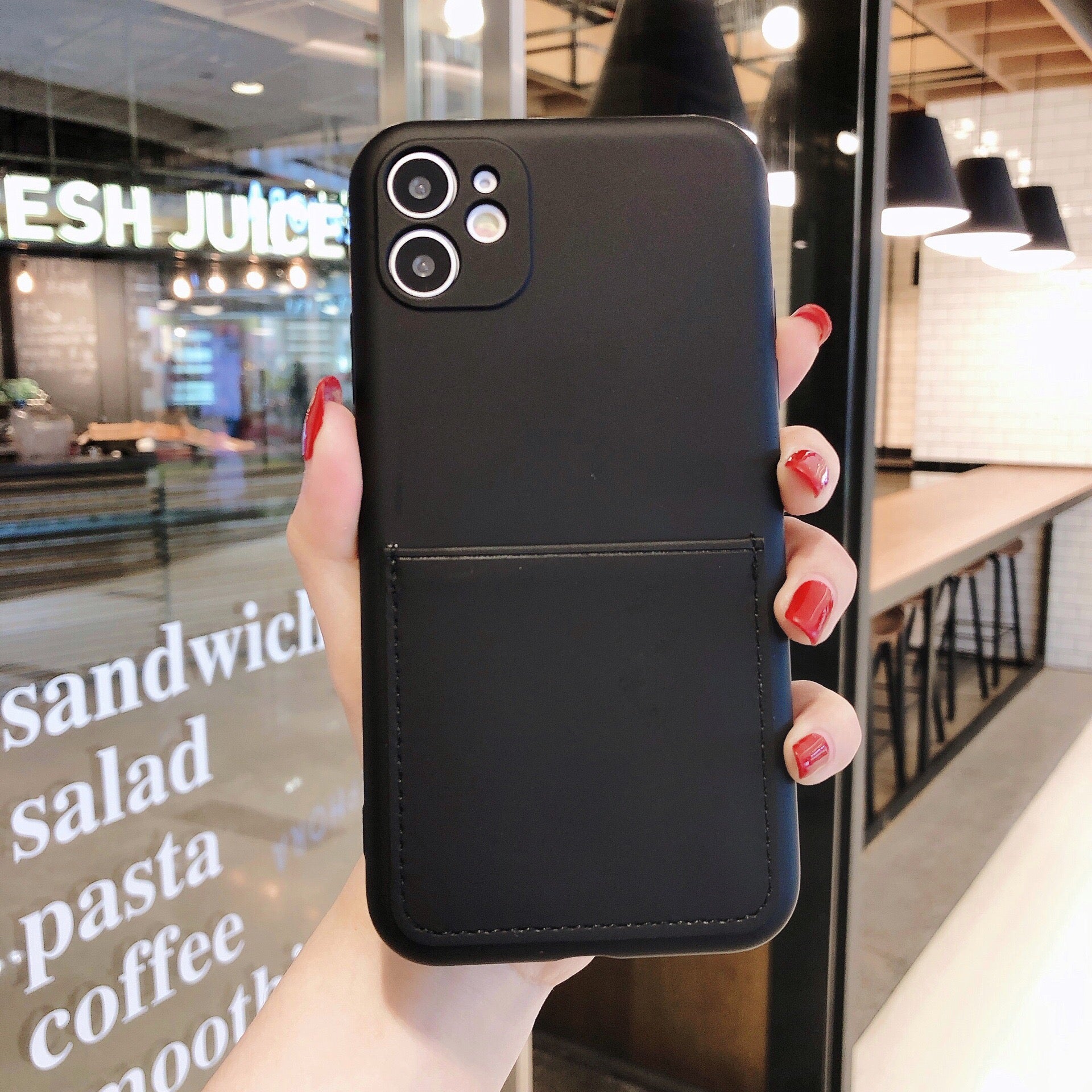 Soft Silicone Phone Protective Case with Card Slot for iPhone 11 6.1 inch