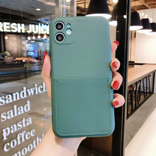 Soft Silicone Phone Protective Case with Card Slot for iPhone 11 6.1 inch